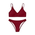 thumbnail image 1 of Elainilye Fashion Swimsuits for Women 2024 Sexy Solid Bikini Push-Up Padded Swimwear Swimsuit Set,Red, 1 of 4