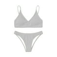 thumbnail image 1 of Elainilye Fashion Swimsuits for Women 2024 Sexy Solid Bikini Push-Up Padded Swimwear Swimsuit Set,White, 1 of 6