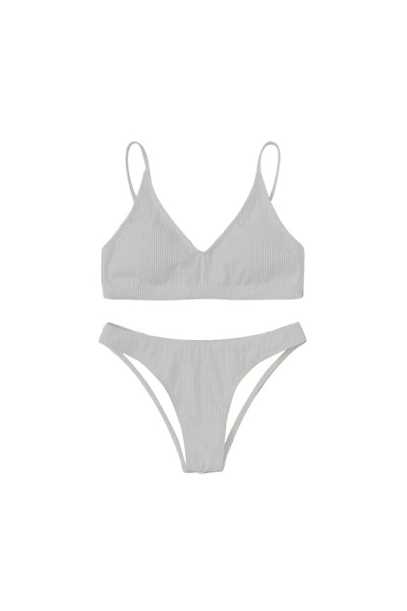 Fashion Swimsuits for Women 2024 Sexy Solid Bikini Push-Up Padded Swimwear Swimsuit Set,White