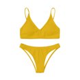 thumbnail image 1 of Elainilye Fashion Swimsuits for Women 2024 Sexy Solid Bikini Push-Up Padded Swimwear Swimsuit Set,Yellow, 1 of 7