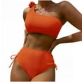 thumbnail image 1 of Elainilye Fashion Swimsuits for Women Sexy Solid Swimwear Bikini Set Two Piece Swimsuit Bathing Suit Swimwear,Orange, 1 of 5