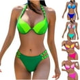 thumbnail image 1 of Elainilye Fashion Swimwear for Women Sexy Bikini Two-Piece Swimsuit Print Swimwear Beachwear Bathing Suits,Pink, 1 of 7
