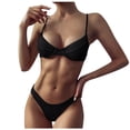 thumbnail image 1 of Elainilye Fashion Swimwear for Women Sexy High Breast Contrast Solid Split Bikini Set Two Piece Swimsuit Sets,Black, 1 of 8