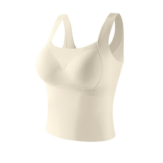 Elainilye Fashion Tank Top for Women Pajamas with Chest Pad Plain Casual V-Neck Regular Sleeveless Sleepwear Tops Pjs,White