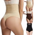 thumbnail image 1 of Elainilye Fashion Thong Shapewear Tummy Control High Waist Butt Lifting Panties with Girdle Body Shaper Underwear,Black, 1 of 9