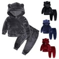 thumbnail image 1 of Elainilye Fashion Toddler Baby Fall Outfits Coat Pants 2PCS Set Kids Sweatshirt for Boys Girls Sizes 9M-7Y,Gray, 1 of 9