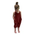 thumbnail image 1 of Elainilye Fashion Toddler Baby Girls Jumpsuits Summer Solid-color Strap Romper Pants With Pockets,Red, 1 of 7