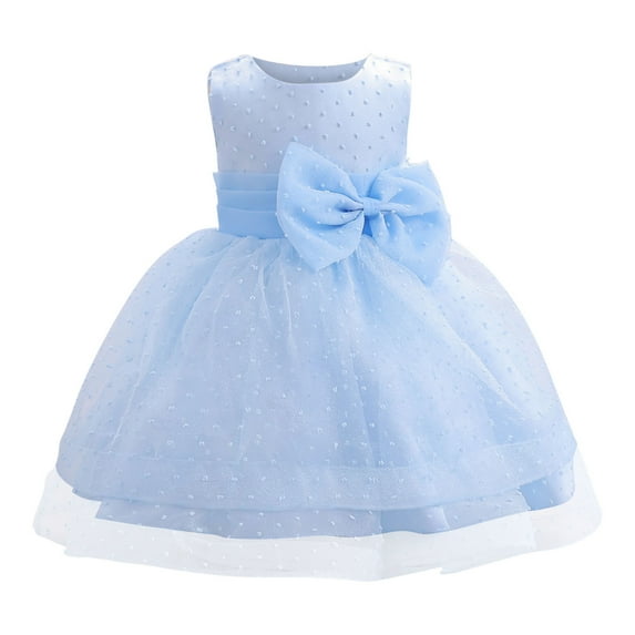 Elainilye Fashion Toddler Baby Girls Princess Dress Lace Bow Mesh Dress Flower Girl Dress Party Dress, Sizes 0-3Y,Blue