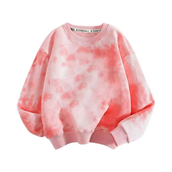 Elainilye Fashion Toddler Baby Sweatshirt Tie-dye Long-Sleeved Bottoming Shirt Sweatshirt Sizes 1-8Y,Pink