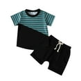 thumbnail image 1 of Elainilye Fashion Toddler Boy Clothes Kids Summer Cotton Outfits Short Sleeve T-Shirt and Short Set Two Piece Suit, Sizes 0M-5T, 1 of 9
