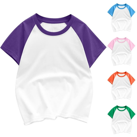 Elainilye Fashion Toddler Boys Girls Short Sleeve Cotton T-Shirt Comfortable Plain Print Tops Baby Clothes, Sizes 2-12