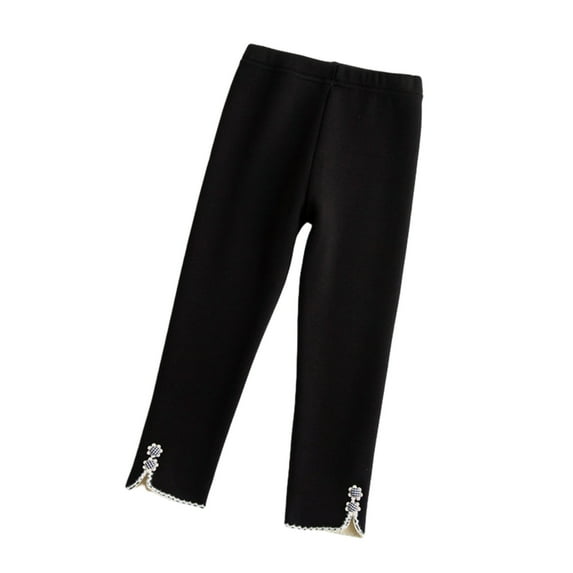 Elainilye Fashion Toddler Girls Leggings Winter Warm Fleece Lined Leggings Elastic Cotton Pants, Sizes 3-10Y,Black