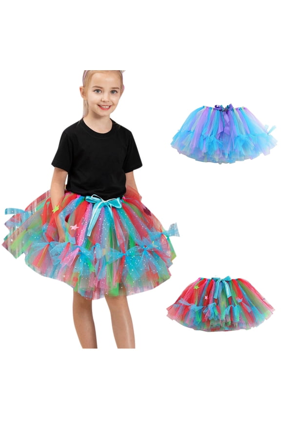 Fashion Toddler Girls Tutu Skirt Cute Multicolour Net Yarn Princess Skirt Multi-color Bow Skirt, Sizes 2-10Y,Multi-color