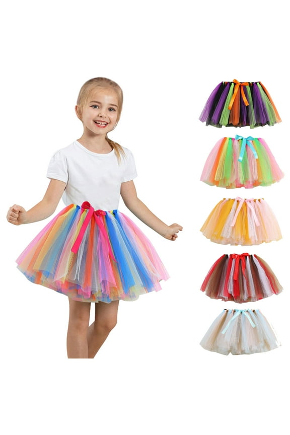 Fashion Toddler Girls Tutu Skirt Cute Multicolour Net Yarn Princess Skirt Multi-color Bow Skirt, Sizes 2-10Y,Multi-color
