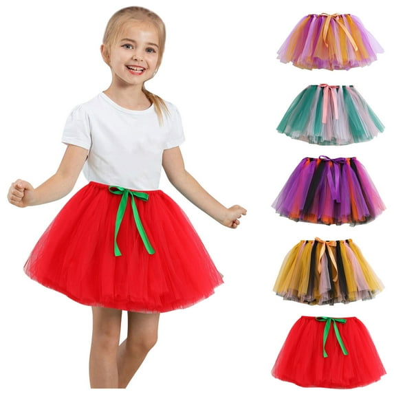 Elainilye Fashion Toddler Girls Tutu Skirt Cute Multicolour Net Yarn Princess Skirt Multi-color Bow Skirt, Sizes 2-10Y,Orange