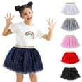 thumbnail image 1 of Elainilye Fashion Toddler Girls Tutu Skirt Party Performance Dress Solid Color Net Yarn Sequins Stars Tulle Skirt, Sizes 2-14Y,White, 1 of 5