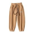 thumbnail image 1 of Elainilye Fashion Toddler Jogger Pants Cute Unisex Kids Cotton Elastic Waist Winter Baby Sweatpants, Sizes 2-12Y,Brown, 1 of 9