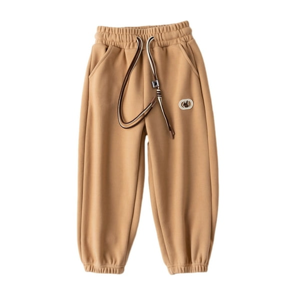 Elainilye Fashion Toddler Jogger Pants Cute Unisex Kids Cotton Elastic Waist Winter Baby Sweatpants, Sizes 2-12Y,Brown