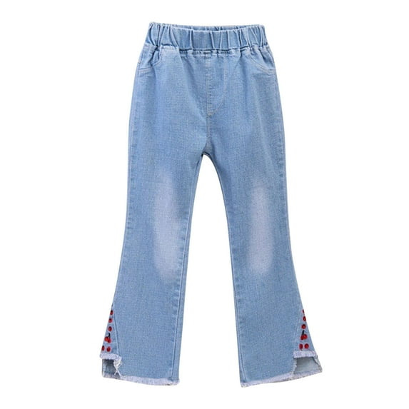 Elainilye Fashion Toddler Kids Baby Girls Denim Pants Cute Sweet Flared Pants Trousers Jeans Pants 3-13 Years,Blue