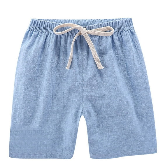 Elainilye Fashion Toddler Kids Sweatpants Solid Color Linen Pants Athletic Pants Casual Shorts For Baby Boys Girls 2-8 Years,Blue