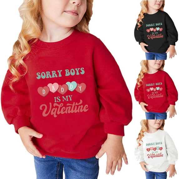 Elainilye Fashion Toddler Sweatshirt Boys Girls Cute Valentine's Day Heart Print Long Sleeve Top Hoodies Sizes 3-10Y,Black