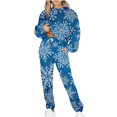 thumbnail image 1 of Elainilye Fashion Tracksuit Sets Womens 2 Piece Sweatsuit Casual Print Long Sleeve Round Neck Sweatshirt Top and Pants Set,Blue, 1 of 5