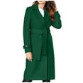 thumbnail image 1 of Elainilye Fashion Trench Coats For Women Winter Lapel Woolen Coat Trench Coat Jacket Long Overcoat Outerwear,Green, 1 of 8