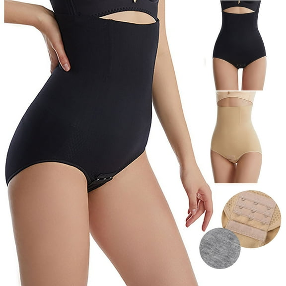 Elainilye Fashion Tummy Control Thong Shapewear High Waist Butt Lifting Panties with Girdle Body Shaper Underwear,Beige