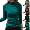 thumbnail image 1 of Elainilye Fashion Under Scrubs for Women Solid Fall Double-sided Velvet Warm Bottom Top Slim Long Sleeve Bottoming Shirt,Green, 1 of 9