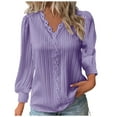 thumbnail image 1 of Elainilye Fashion Underscrub Long Sleeve Women Spring V-Neck Casual Bottom Shirt Solid Tops Undershirt Blouse,Purple, 1 of 6