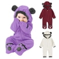 thumbnail image 1 of Elainilye Fashion Unisex Infant Baby Jumpsuit Solid Cartoon Ears Hoodie Romper Fleece Jumpsuit for Girls Boys Sizes Newborn-3Y, 1 of 9