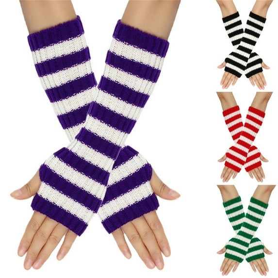 Elainilye Fashion Unisex Winter Gloves Wrist Arm Warmer Solid Knitted Long Fingerless Gloves Mitten Knitted Wool Gloves,Green