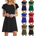thumbnail image 1 of Elainilye Fashion Vacation Dresses for Women Mini Dresses Summer Casual Ruffle Short Sleeve Flowy Dress with Pockets,Black, 1 of 7