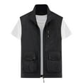 thumbnail image 1 of Elainilye Fashion Vest For Men Thin Fleece Jacket Athletic Multi-bag Casual Quick-drying Loose Vest Outdoor Mountaineering Tooling Jackets,Black, 1 of 3