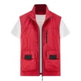 thumbnail image 1 of Elainilye Fashion Vest For Men Thin Fleece Jacket Athletic Multi-bag Casual Quick-drying Loose Vest Outdoor Mountaineering Tooling Jackets,Red, 1 of 3