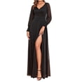 thumbnail image 1 of Elainilye Fashion Wedding Guest Dresses for Women Casual Long Sleeve V-Neck Summer Casual Long Dress Evening Dress Prom Dress,Black, 1 of 9