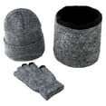 thumbnail image 1 of Elainilye Fashion Winter Beanie Hats Touchscreen Gloves Scarf Set Wool Winter Hat Knitted Scarf Gloves Three-piece Set Gifts for Women and Men,Gray, 1 of 4