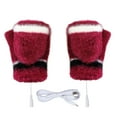 thumbnail image 1 of Elainilye Fashion Winter Gloves For Men And Women Winter Cold Protection Warm USB Heating Gloves Windproof Half Finger Knit Gloves,Red, 1 of 9