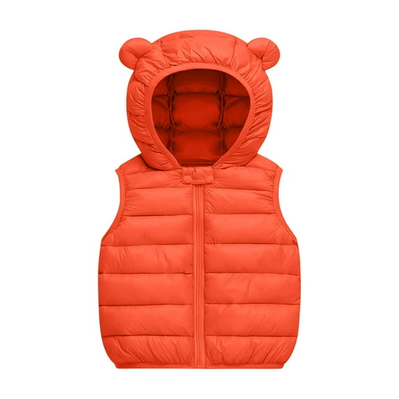 Elainilye Fashion Winter Jacket Kids Toddler Baby Boys Girls Cute Jacket Windproof Padded Vest Jacket Hooded Coat,Orange