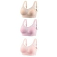thumbnail image 1 of Elainilye Fashion Wire Free Bra for Women 3pc Gathering Breastfeeding Bra Slip and Polishing Daily Bra Underwear,Pink, 1 of 2