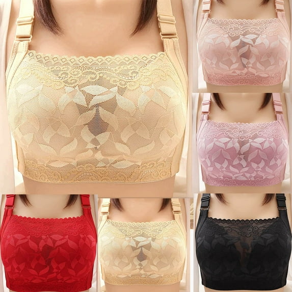 Elainilye Fashion Wirefree Bras for Women Plus Size Bra Supportive Bras Underwear Comfortable and Breathable Everyday Bras,Pink