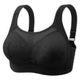 thumbnail image 1 of Elainilye Fashion Wireless Bra for Women Gathering Bra Embroidered Glossy Comfortable Breathable Bra Underwear Everyday Bras,Black, 1 of 5