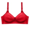thumbnail image 1 of Elainilye Fashion Wireless Bra for Women Gathering Bra Thin Plus Size Bras Underwear Everyday Bras,Red, 1 of 6
