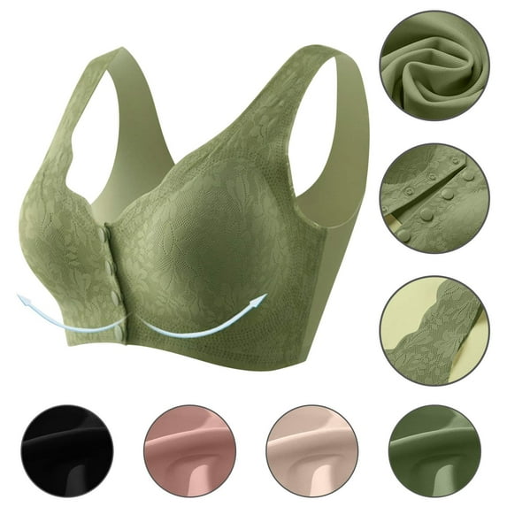 Elainilye Fashion Wireless Pushup Bra for Women Underwear Comfortable Snap-fastener Plus Size Bras Summer Thin Bra,Black