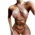 thumbnail image 1 of Elainilye Fashion Women Bathing Suits Sexy Bikini Sexy Patent Leather Swimsuit Bikini,Pink, 1 of 5