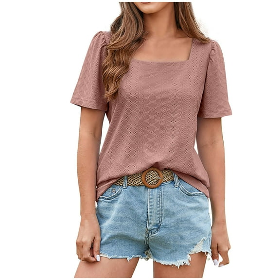 Elainilye Fashion Women Blouses Casual Long Sleeve Buttons Comfortable Print Shirt Tops Blouse Basic Tops,Red