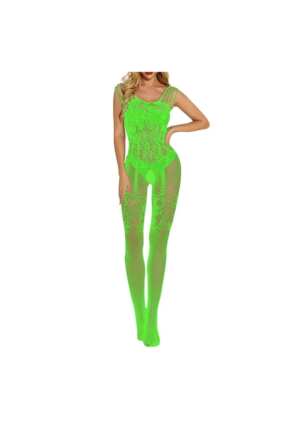 Fashion Women Bras High Elasticity Hollow Iron Diamond Mesh Wrap Hip Dress Dress Underwear Jumpsuit,Green