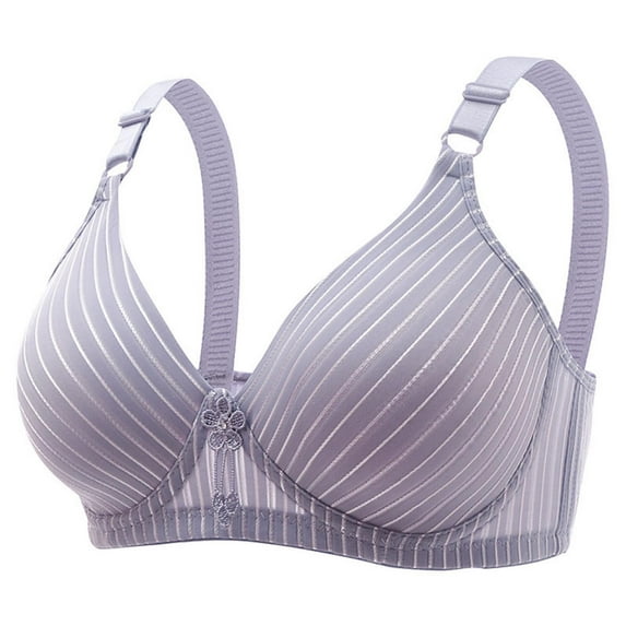 Elainilye Fashion Women Bras Wireless Plus Size Wire Free Comfortable Push Up Bra Traceless Gathered Underwear,Gray