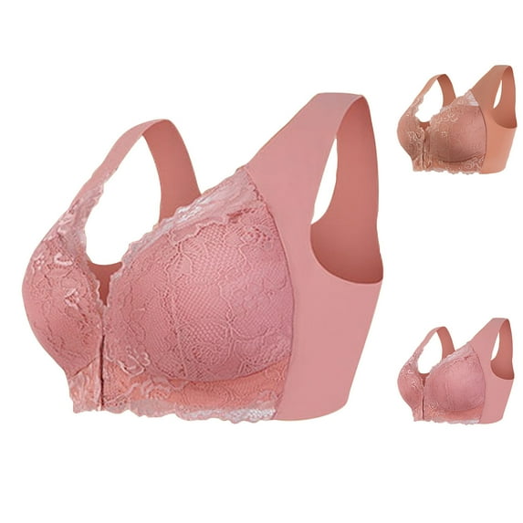 Elainilye Fashion Women Bras Wireless Supportive Bras for Women Color Comfortable Hollow Out Everyday Bras Underwear,Pink