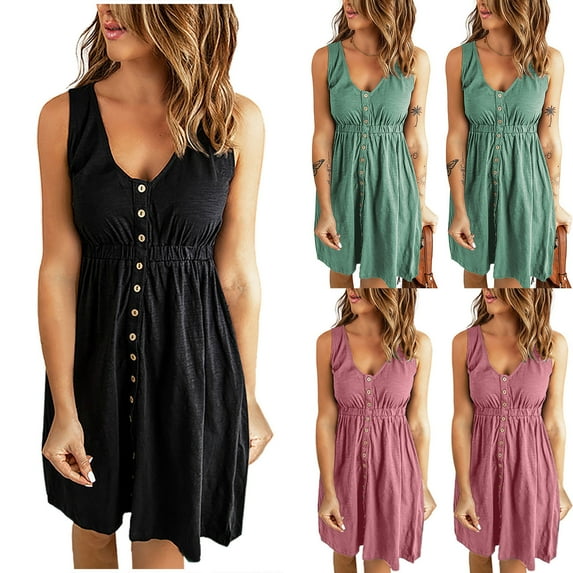 Elainilye Fashion Women Dress Solid Color Suspender Short Skirt Sexy Off Shoulder Waist Sleeveless Dress,Black